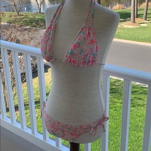 LA Hearts Floral Bikini Set Lace Trim